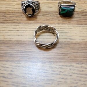 Silver and Gemstone Rings Set